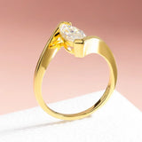 New Design 1CT Marquise Cut VVS1 D Colour Moissanite Diamond Solitaire Silver Ring