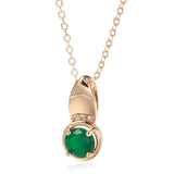 New Arrival Luxury 14K Rolled Rose Gold Round AAA Emerald Zircon Necklace - High Quality Daily Fine Jewellery