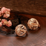 14K Gold Filled Vintage Spherical Hollow Fashion Texture Geometric Elegant Earrings