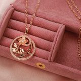 14K Rolled Gold Periphery Inlay AAA Zircon Diamonds Hollow Elegant Flower Necklaces
