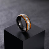 Whiskey Barrel Wood Between Guitar Strings Aluminum Dross 8mm Mens Tungsten Rings