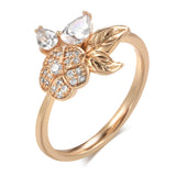 14K Gold Filled Water Drop AAA Zircon Diamonds Luxury New Crystal Flower Women Rings