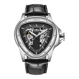 New Arrival Top Brand Luxury Creative Racing and Triangle Design Silver Skeleton Dial Automatic Mechanical Watches