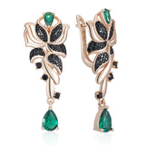 14K Gold Filled Luxury Gun Black Purple or Green AAA Zircon Crystals Fine Elegant Earrings