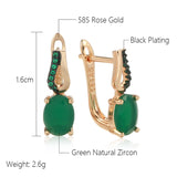 14 Karat Gold Filled Dark Green AAA Zircon Crystals Elegant Drop Earrings For Women