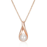 Trendy Glossy Filled Rose Gold of 14-Karat Purity Pearl Drop Necklace For Women -  Luxury Party Jewellery