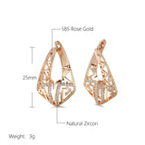 14K Rolled Gold Geometric Rectangle AAA Zircon Diamonds Drop Elegant Fashion Earrings
