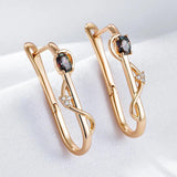 Luxury Fashion 14K Rose Gold filled Colorful AAA Zircon Crystals Long Drop Earrings For Women - Elegant Jewellery