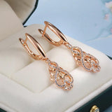 Luxury Natural Zircon 14K Rose Gold Filled Long Dangle Fashion Earrings - High Quality Jewellery