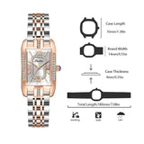 Elegant Luxury Brand Female Wristwatches - Rectangular Zircon Diamonds Steel Waterproof Original Womens Watch