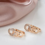 14K Filled Gold Hollow Round Chain With AAA Zircon Diamonds Dangle Elegant Earrings