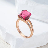 14 Karat Gold Filled Red Cube AAA Zircon Crystal Luxury Fashion Rings For Women