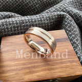 Flat Brushed Polishing Center Groove 6mm Wedding Engagement Gold Tungsten Rings