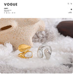 18K Gold Plated Stainless Steel Fashion Imitation Pearl or Tiger Eye Water Drop Elegant Ring