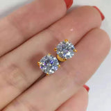 Sparkling 6.5mm1 ct Original D VVS1 Moissanite Diamonds Four Claw Stud Earrings