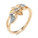 Popular Vintage Design Luxury 14K Filled Rose Gold, Silver Plated Flower AAA Zircon Crystals  Jewelry Rings