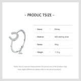 Fashion U Shape Hollow out Hoop AAAA Lab Created Diamond 925 Silver Ring