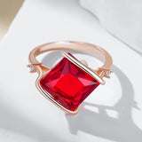 14 Karat Filled Gold Square Red AAA Zircon Crystal High Quality Daily Fine Rings for Women