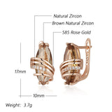 14 Karat Gold Filled Unique Geometry Fashion Brown AAA Zircon Crystals Earrings for Women