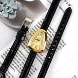 Luxury Roman Numerals Dial Classic Leather Snake Design Bangle Ladies&nbsp; Quartz Watch - Ideal Gifts