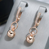 14K Gold Filled AAA Zircon Diamonds Setting Fashion Gold Colour Metal Ball Long Drop Earrings