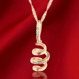 14K Rolled Gold Spiral Design Simple Geometric Pendant And Necklace Fashion Jewellery