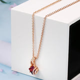 Trendy Flower Design Filled 14K Rose Gold Square Garnet Red AAA Zircon Crystals Necklace - Fine Jewellery