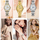 Original Luxury Gold Plated Watches for Ladies Waterproof Stainless Steel Quartz Wristwatches for Women