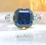 Hip Hop Style Blue Treasure Ring Inlaid with High Quality AAAAA High Carbon Diamonds , Party Engagement Jewellery - The Jewellery Supermarket