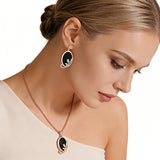 14 Karat Gold Filled Big Oval Black Zircon Drop Fashion  Fine Ethnic Earrings