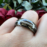 Bright Meteorite Gold Foil Inlay 8MM 18k Gold Colour Tungsten Carbide Wedding Rings