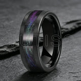Flowing Sand/Green Grass Agate Inlay High Polished Dome 8mm Tungsten Carbide Rings