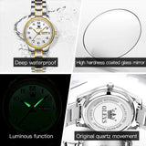 Original Luxury Gold Plated Watches for Ladies Waterproof Stainless Steel Quartz Wristwatches for Women