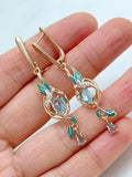 Stunning 14K Gold Filled Colorful AAA Zircon Crystals Peacock Drop Earrings Fine Jewellery