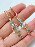 Stunning 14K Gold Filled Colorful AAA Zircon Crystals Peacock Drop Earrings Fine Jewellery