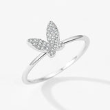 Butterfly Animal Sterling Silver Elegant Luxury AAAA Lab Created Diamonds Ring