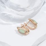 Elegant Vintage Design 14K Rolled Rose Gold Green AAA Zircon Crystals Earrings For Women - Luxury Jewellery