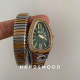 New Arrival Luxury Snake Design Stainless Steel Unique Gold Quartz Ladies Watches with Japan Movement