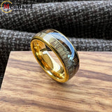 Koa Zebra Wood Antler Steel Arrows Inlay 6/8MM Tungsten Band Rings for Men Women