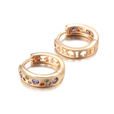 14K Filled Gold New Multi Colours AAA Zircon Hoops  Fashion Buckle Daily Earrings