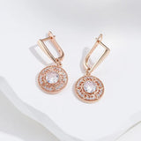 Shiny AAA CZ Diamonds Rolled 14K Rose Gold Long Drop Earrings For Women Fine Jewellery