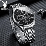 Luxury Fashion Men's Stainless Steel Quartz Watch Waterproof Multifunction Wristwatch with Stylish Design