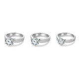 Classic GRA Certified 2CT 3CT Moissanite S925 Silver White Gold Plated Wedding Ring
