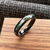 Multicolor Abalone Shell Inlay Domed Polished 4/6/8MM Men Women Tungsten Rings