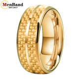 Carbon Fiber Inlay 4/6/8mm Gold Tungsten Engagement Wedding Rings for Men Women