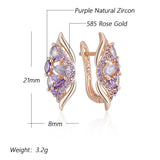 Luxury Trend 14K Filled Rose Gold Shiny Purple AAA Zircon Crystals Drop Earrings - Quality Fine Jewellery