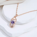 Amazing 14K Rolled Rose Gold Purple AAA Zircon Crystal Gourd Shape Pendant Necklace - Party Fine Jewellery