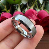 Beveled Satin Finish 6mm 8mm Classic Tungsten Carbide Wedding Rings for Men Women