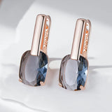 14K Gold Filled Grey or Brown Square Zircon Crsytals Drop Earrings Quality Jewellery