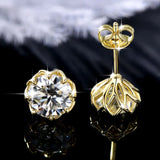 Flower Design D Colour 6mm/8mm Solitaire Moissanite Diamonds Unisex Stud Earrings